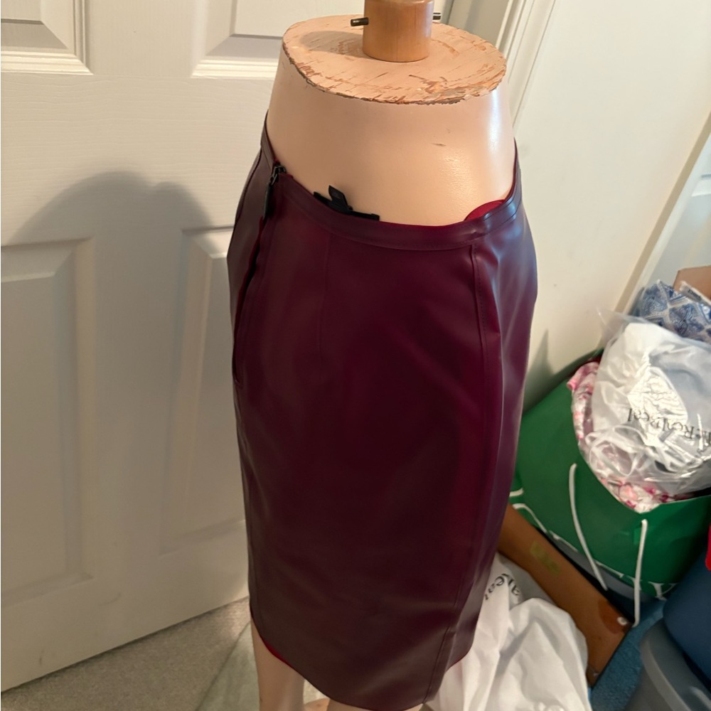Burberry Prorsum NWT skirt size 42 $1299 Elegant Oxblood  Skirt, silk liner - Picture 2 of 8